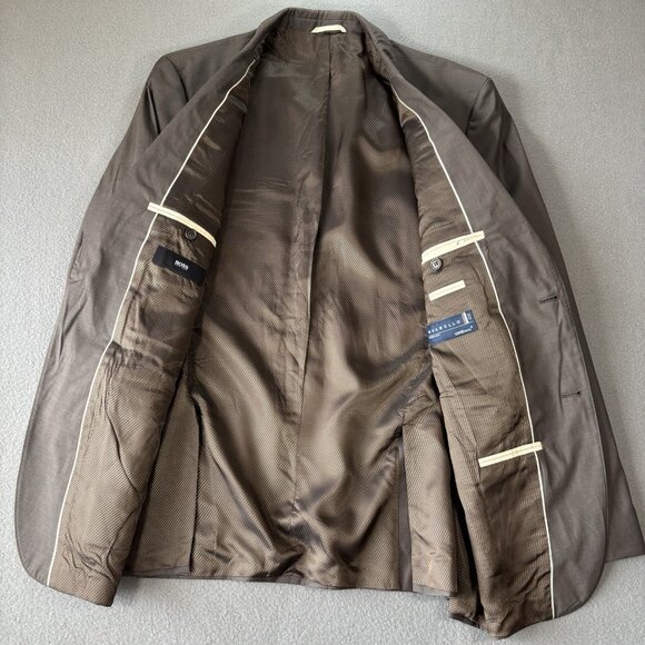 Hugo Boss Blazer Jacket Mens 44R 100% Virgin Wool Guabello Italy Super 130s Suit - Picture 11 of 16
